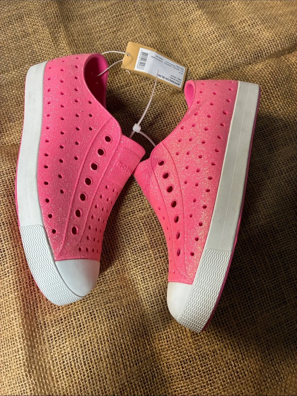 Pink glitter Native Jefferson Bling rubber shoes